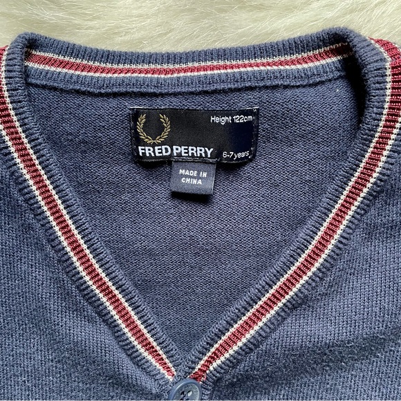 Kids Fred Perry Cardigan Sweater - Picture 3 of 7